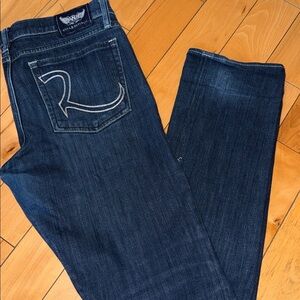 ROCK & REPUBLIC | Y2K 00s Dark Wash White Stitched Jeans